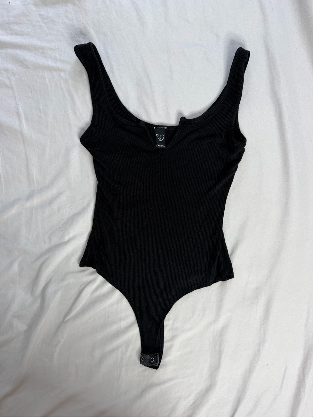 Windsor Black Ribbed Scoop Neck Bodysuit